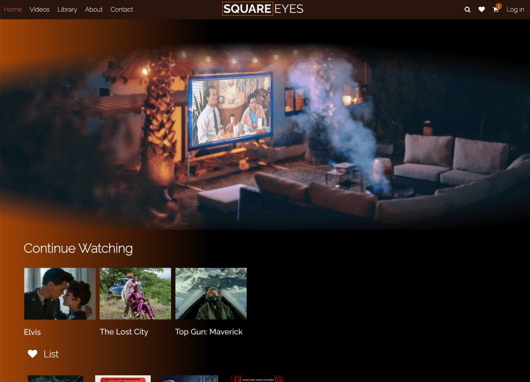 screenshot of my website Square Eyes